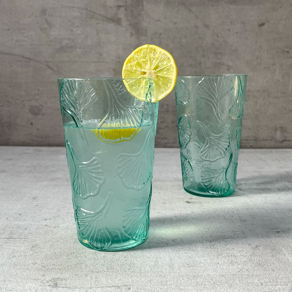 Home Artisan Jeremiah Turquoise Gingko Leaf Drinking Glass (Set of 2) - Shop Cult Modern