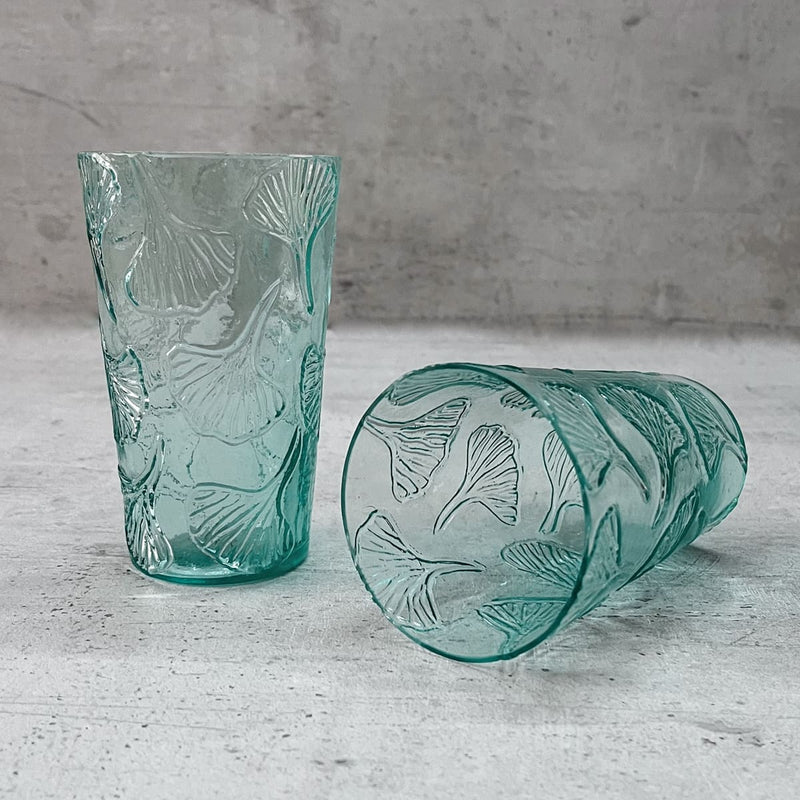 Home Artisan Jeremiah Turquoise Gingko Leaf Drinking Glass (Set of 2) - Shop Cult Modern