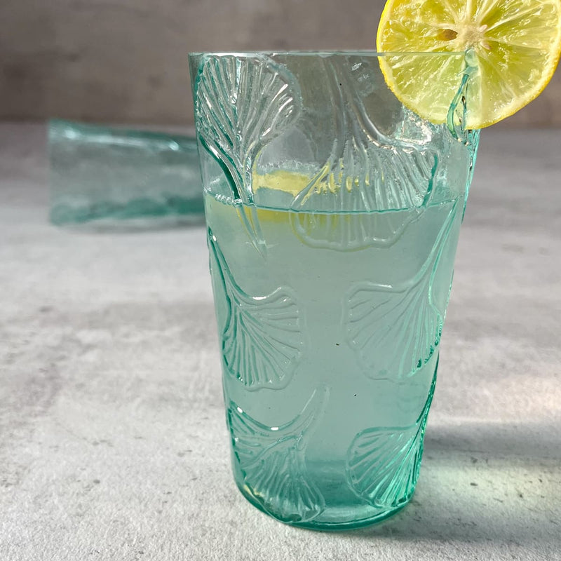 Home Artisan Jeremiah Turquoise Gingko Leaf Drinking Glass (Set of 2) - Shop Cult Modern