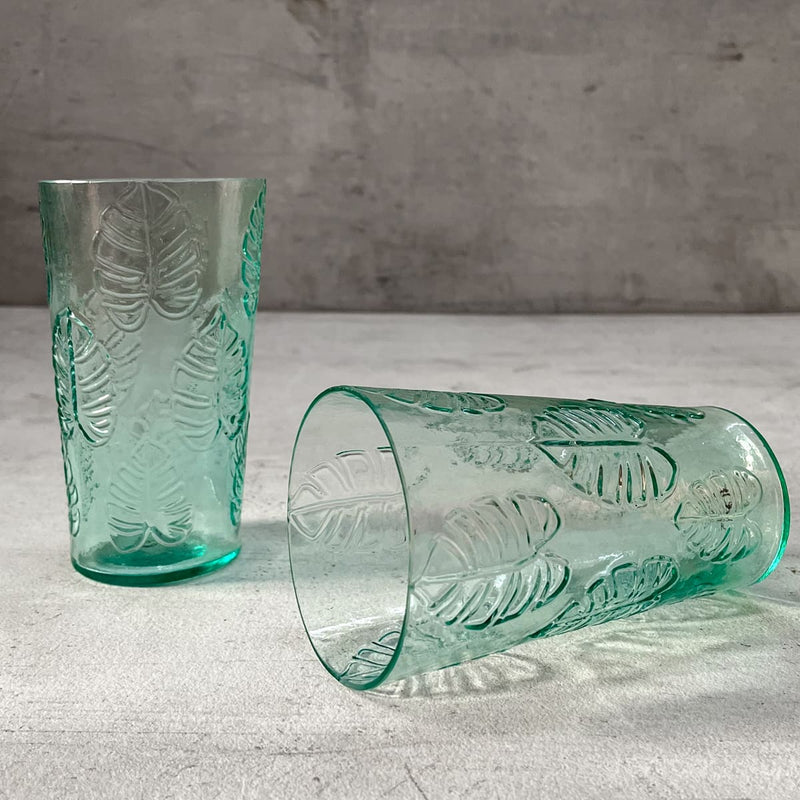 Home Artisan Bruno Turquoise Monstera Leaf Drinking Glass (Set of 2) - Shop Cult Modern