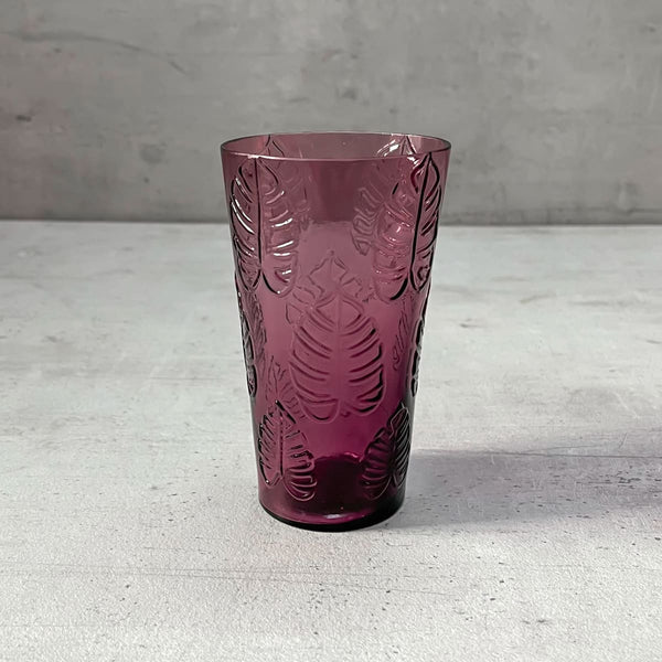Home Artisan Lovato Plum Monstera Leaf Drinking Glass (Set of 2) - Shop Cult Modern
