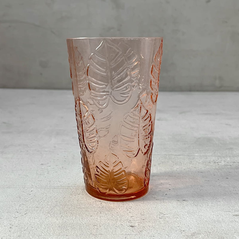 Home Artisan Minaj Peach Monstera Leaf Drinking Glass (Set of 2) - Shop Cult Modern