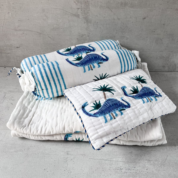 Home Artisan Spike Dinosaur Hand Block Print Cotton Quilt Set - Shop Cult Modern