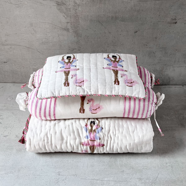 Home Artisan Nerina Ballerina Hand Block Print Cotton Quilt Set - Shop Cult Modern