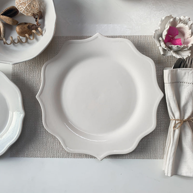 Home Artisan ShopCultModern White Lotus Dinner Plate - Set of 2