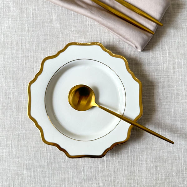 Edit House & Home-Home Artisan Celestine White Porcelain Side Plate with Gold Rim  Set of 2 - Shop Cult Modern