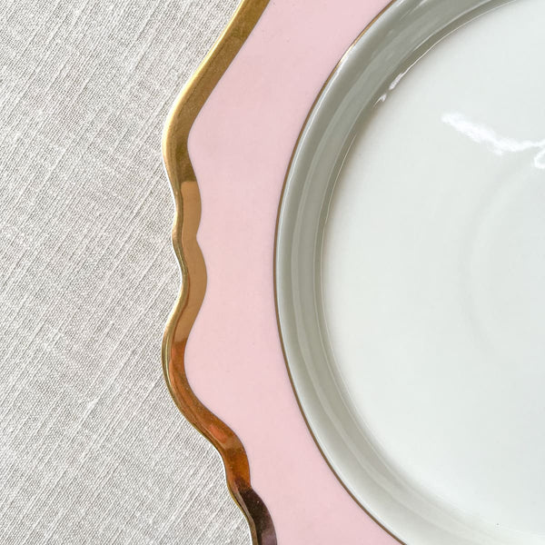 Edit House & Home-Home Artisan Rosamine Pink Porcelain Dinner Plate with Gold Rim  Set of 2 - Shop Cult Modern