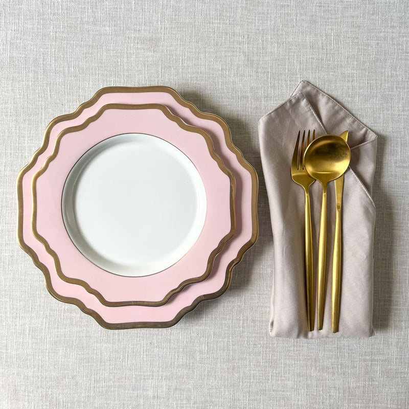 Edit House & Home-Home Artisan Rosamine Pink Porcelain Side Plate with Gold Rim  Set of 2 - Shop Cult Modern