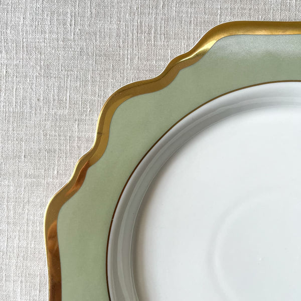 Edit House & Home-Home Artisan Emeraude Green Porcelain Dinner Plate with Gold Rim  Set of 2 - Shop Cult Modern