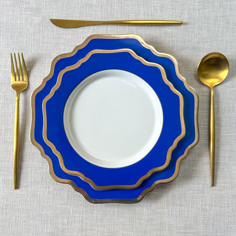 Edit House & Home-Home Artisan Margaux Blue Porcelain Dinner Plate with Gold Rim  Set of 2 - Shop Cult Modern