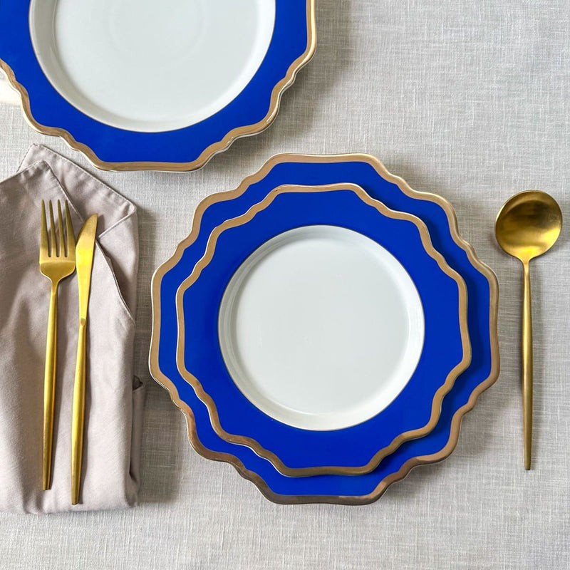 Edit House & Home-Home Artisan Margaux Blue Porcelain Dinner Plate with Gold Rim  Set of 2 - Shop Cult Modern