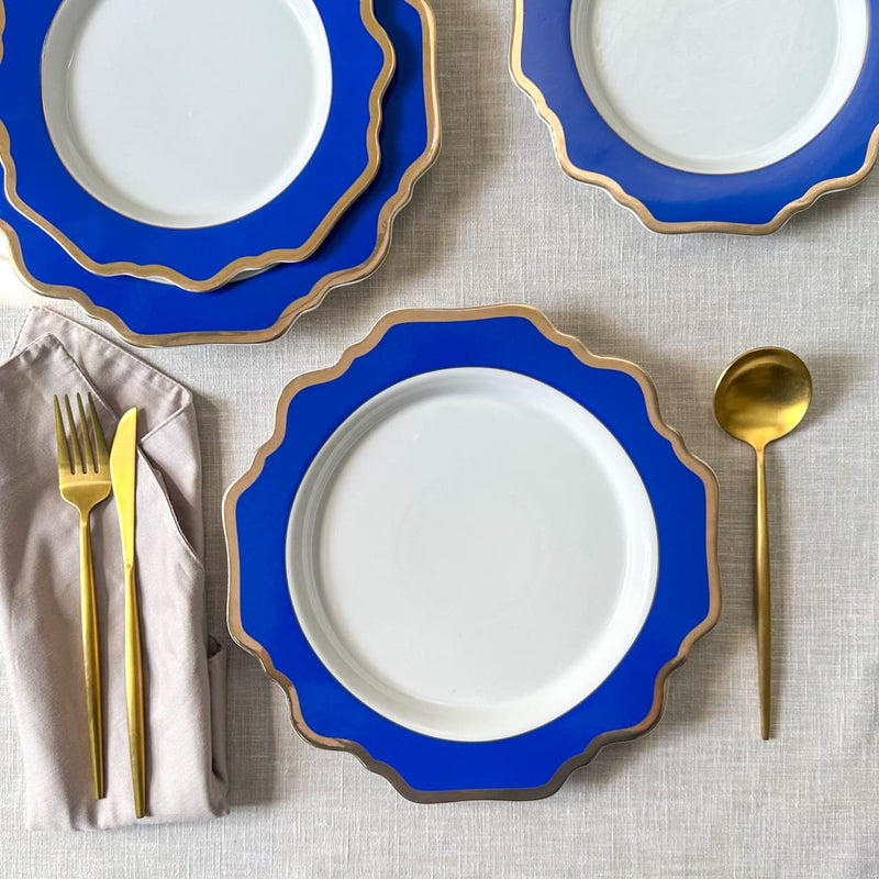 Edit House & Home-Home Artisan Margaux Blue Porcelain Dinner Plate with Gold Rim  Set of 2 - Shop Cult Modern