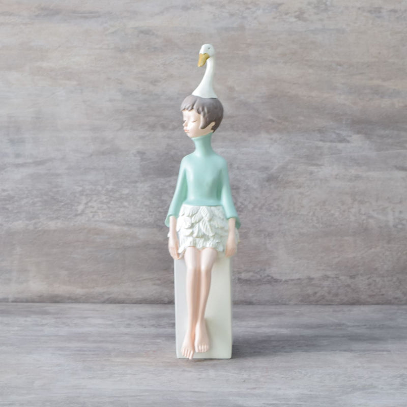 Home Artisan Isabella Swan Girl Sculpture - Green - Shop Cult Modern