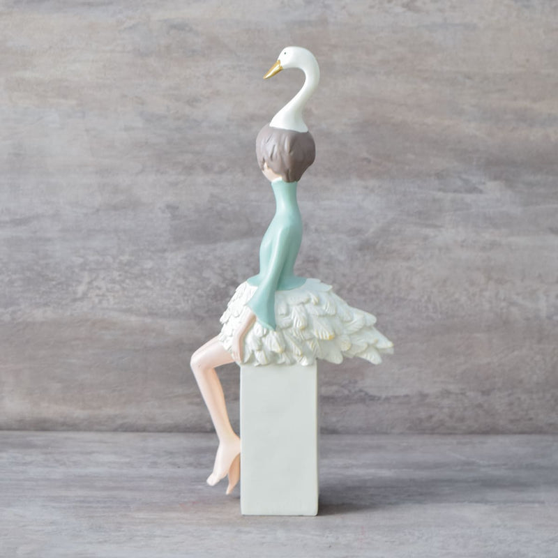 Home Artisan Isabella Swan Girl Sculpture - Green - Shop Cult Modern