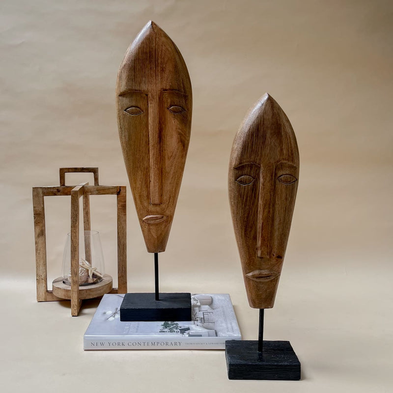 Edit House & Home-Home Artisan Mikom Wooden Face Sculpture (Small) - Shop Cult Modern