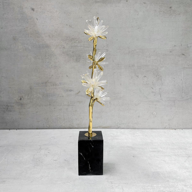 Edit House & Home-Home Artisan Ardenia Golden Flora Brass and Crystal Sculpture - Shop Cult Modern