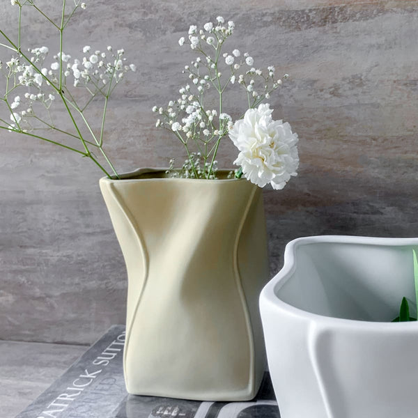 Home Artisan Laurits Beige Ceramic Bag Vase - Shop Cult Modern