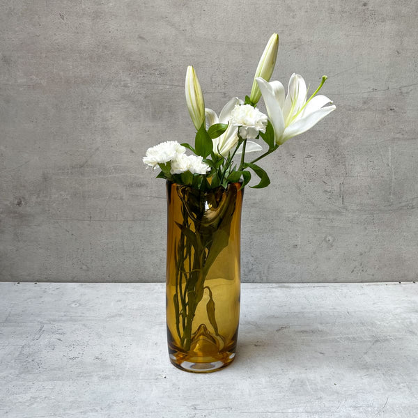 Edit House & Home-Home Artisan Varick Amber Opulent Glass Vase - Shop Cult Modern