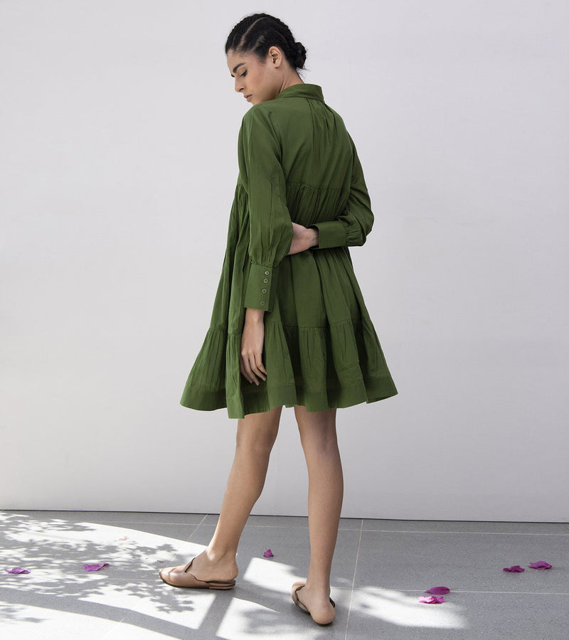 Khara Kapas   I    Heather & Grass Gathered Dress - Shop Cult Modern
