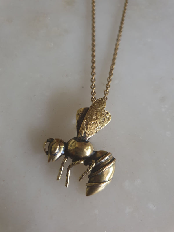 Chicory Chai   I   Honey bee  Pendant   -  Recycled and Upcycled Brass Jewelry - Shop Cult Modern
