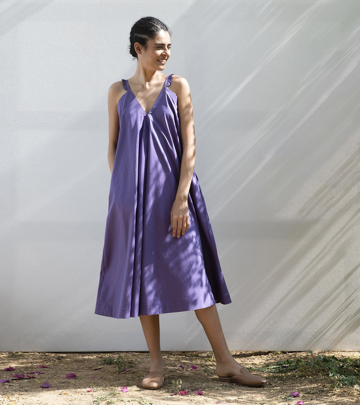 open lace back dress Chic Cotton Handkerchief Dress - Purple(Amaranth)