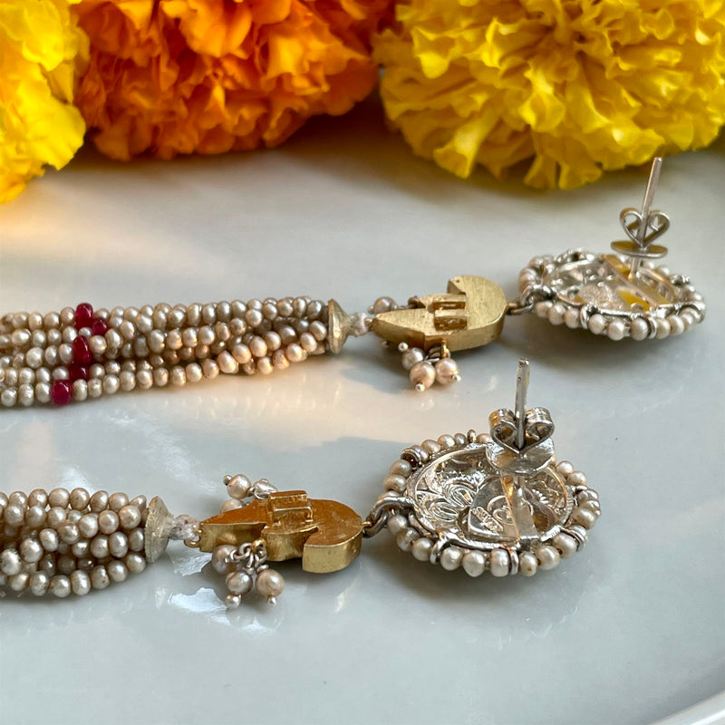 Sheetal Zaveri   I   Sita Earrings Hancrafted Earrings, Natural pearls used.  SZ-E23 - Shop Cult Modern