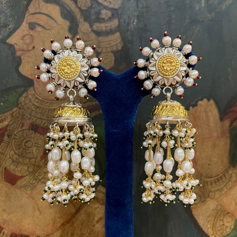 Sheetal Zaveri   I   Amulya Earrings Hancrafted Earrings, Natural pearls used.  SZ-E96a - Shop Cult Modern