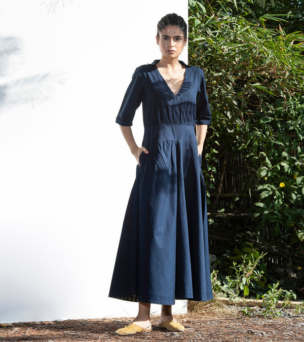 Khara Kapas Jacaranda Blue Long Dress - Shop Cult Modern