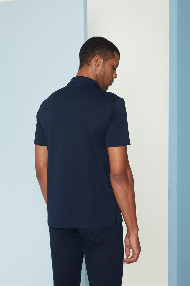 Perona   I   Mens-Thirts & Polos -Polos -Kenichi-Pma-Fv21-3002-Zip-Navy  AS7520 - Shop Cult Modern