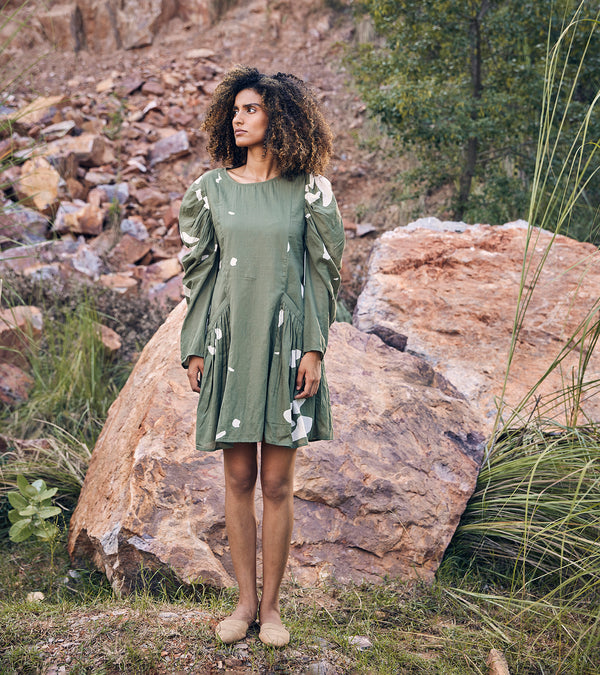 Khara Kapas The Sense Dress 100% Cotton  Green KW676 - Shop Cult Modern