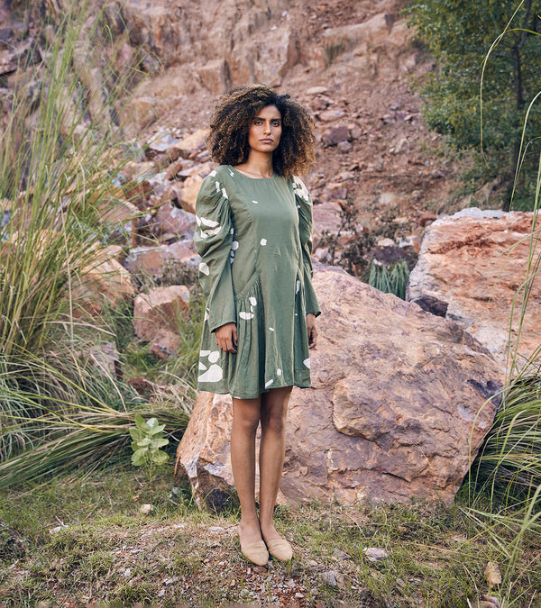Khara Kapas The Sense Dress 100% Cotton  Green KW676 - Shop Cult Modern