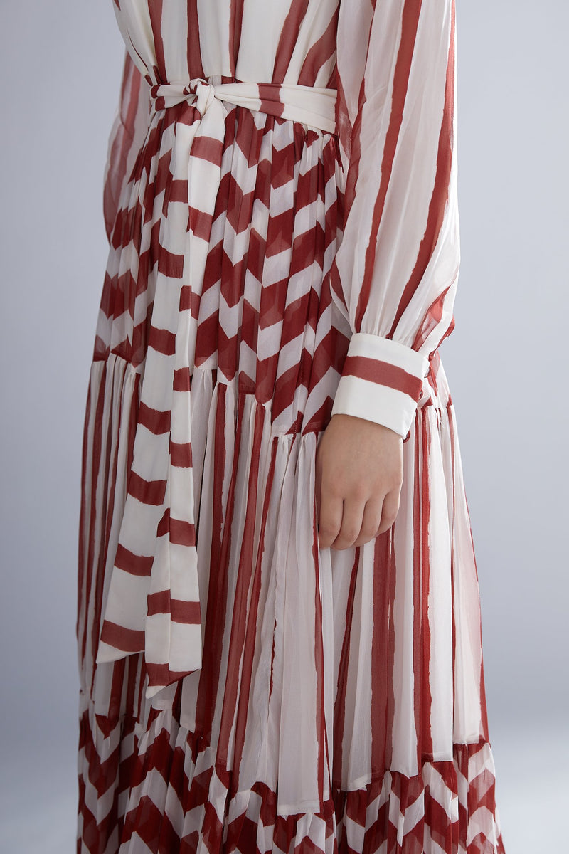 Koai   I   White And Red Stripes Dabu Dress - Shop Cult Modern