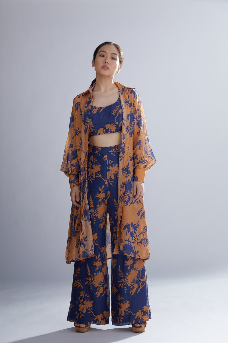 Koai   I   Orange And Blue Floral Kurta Shirt - Shop Cult Modern