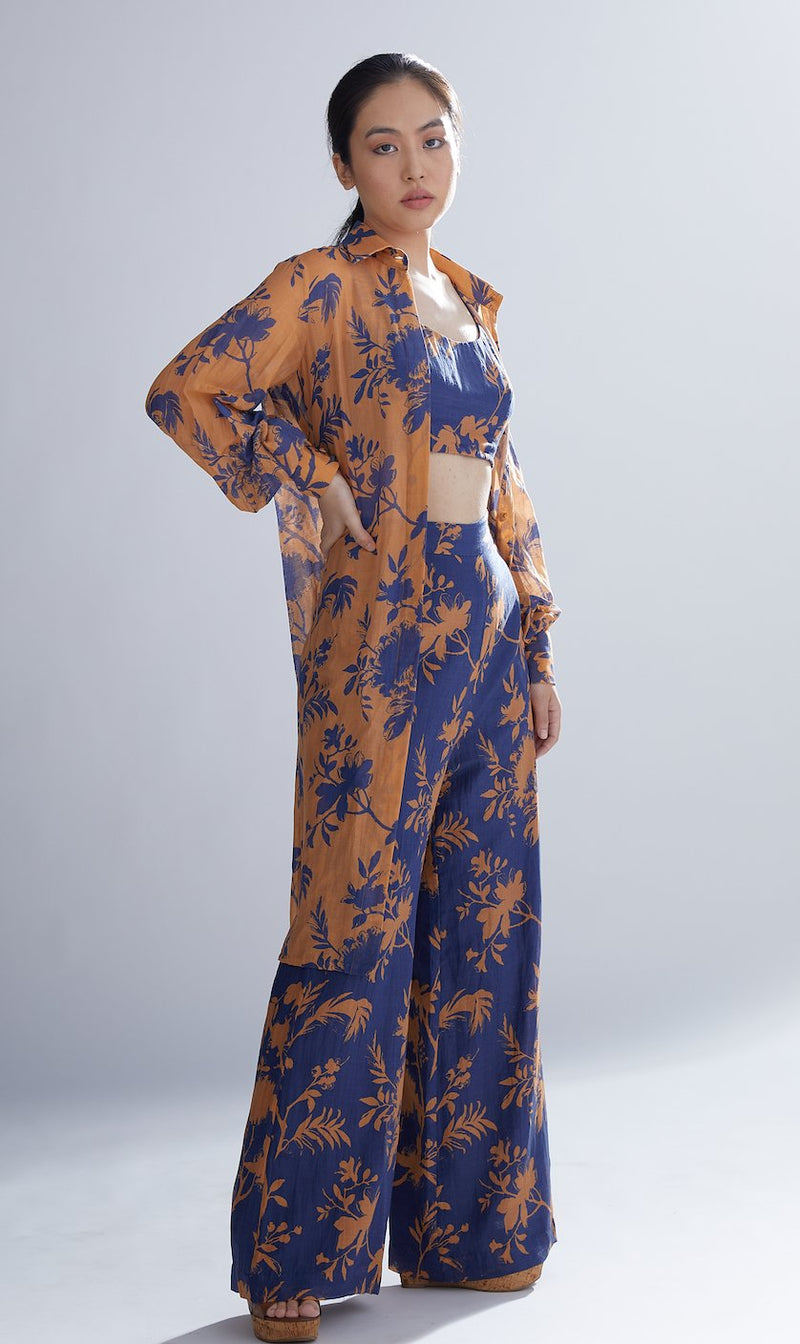 Koai   I   Orange And Blue Floral Kurta Shirt - Shop Cult Modern