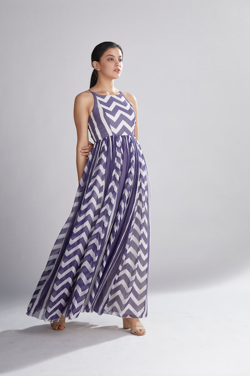 Koai   I   Purple And White Zig Zag Stripe Dress - Shop Cult Modern