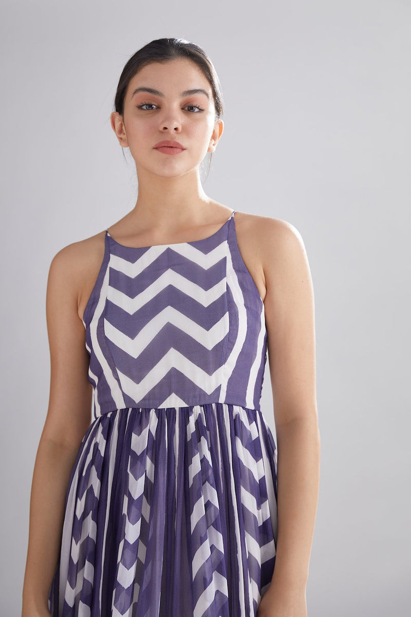 Koai   I   Purple And White Zig Zag Stripe Dress - Shop Cult Modern