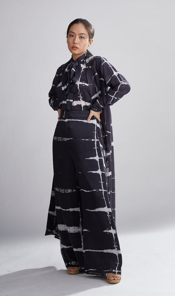Koai   I   Black And White Shibori Bow Shirt - Shop Cult Modern