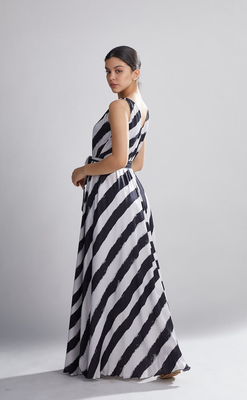 Shop White & Black Stripe Long Dress From Koai | Shop Cult Modern Shop White & Black Stripe Long Dress From Koai | Shop Cult Modern