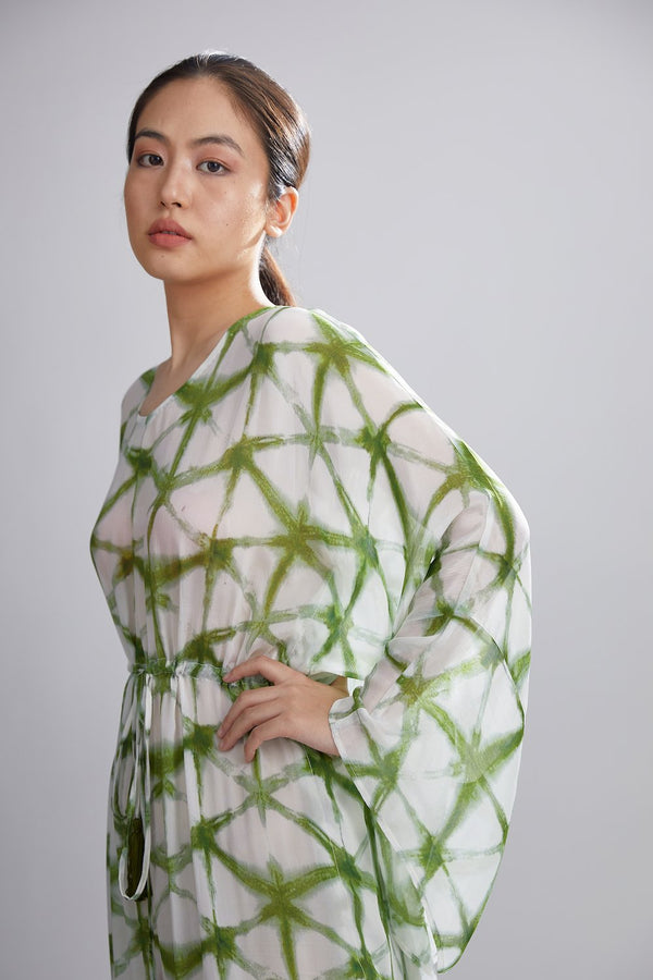 Koai   I   Cream And Green Shibori Kaftan - Shop Cult Modern