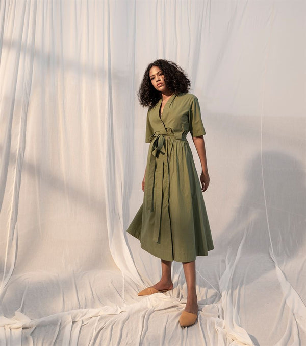 Khara Kapas   I   Artichoke Dress     Sienna Collection Sage Green KK-PF21-07 - Shop Cult Modern