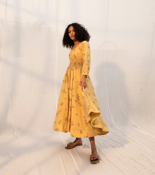 Khara Kapas   I   Brassica Dress     Sienna Collection Dirty Mustard KK-PF21-27 - Shop Cult Modern