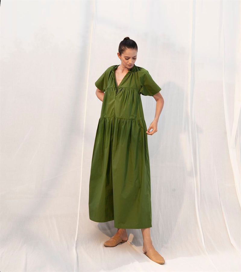 Khara Kapas   I   Meadow Dress     Sienna Collection Fern Green KK-PF21-17 - Shop Cult Modern