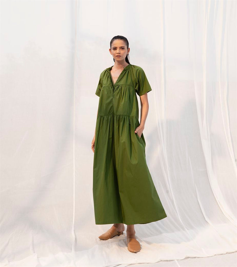 Khara Kapas   I   Meadow Dress     Sienna Collection Fern Green KK-PF21-17 - Shop Cult Modern