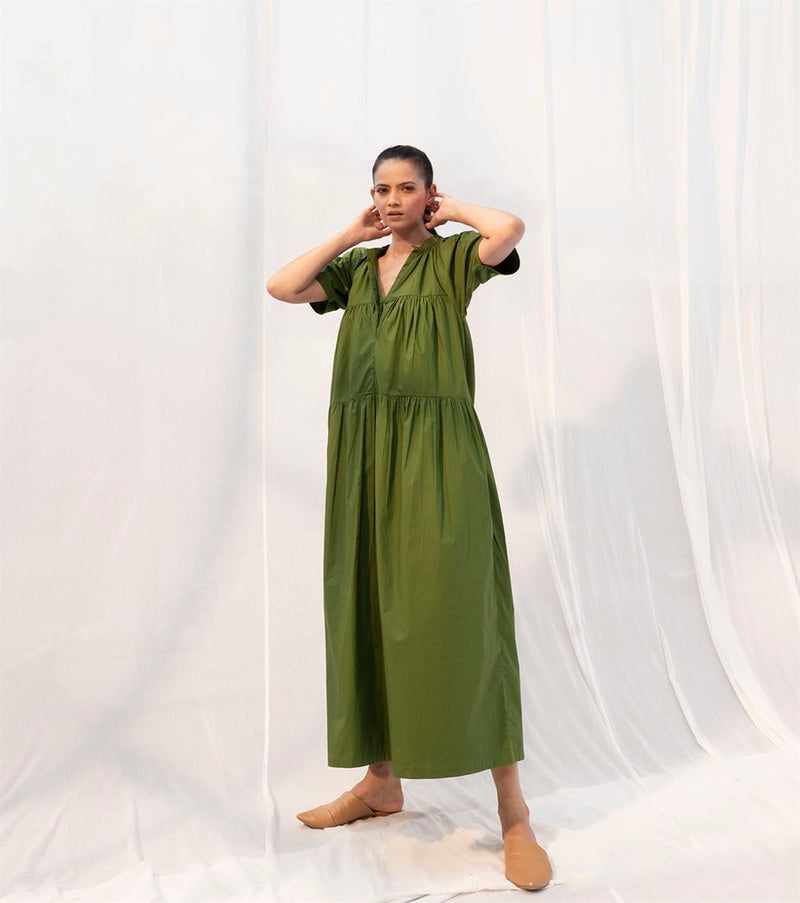 Khara Kapas   I   Meadow Dress     Sienna Collection Fern Green KK-PF21-17 - Shop Cult Modern