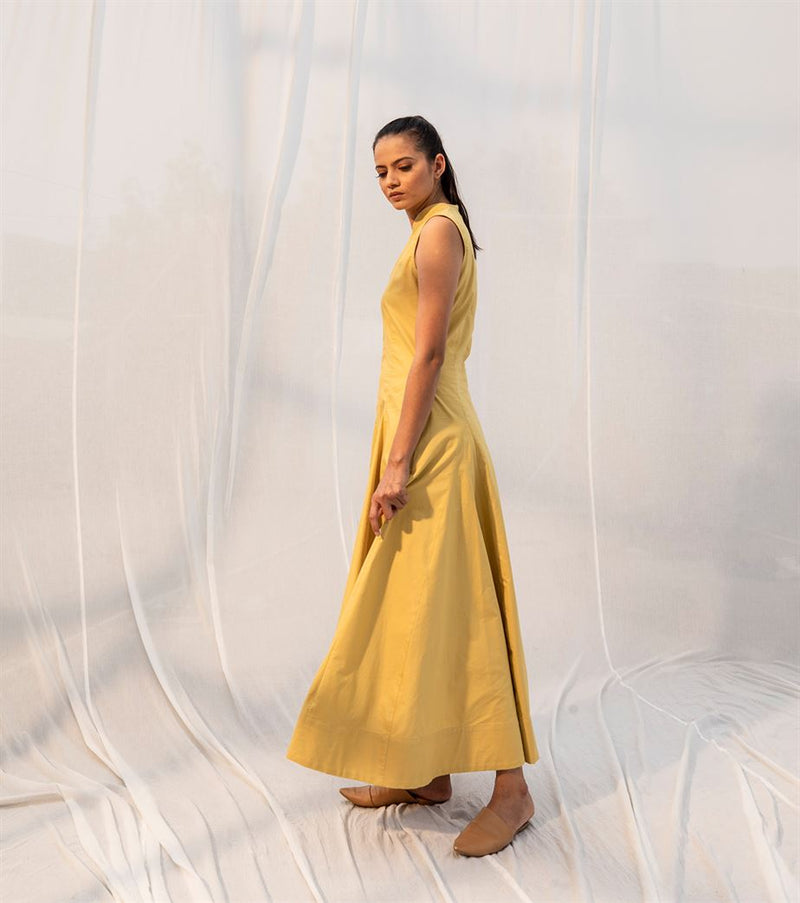 Khara Kapas   I   Melita Dress     Sienna Collection Muted Lime Yellow KK-PF21-29 - Shop Cult Modern