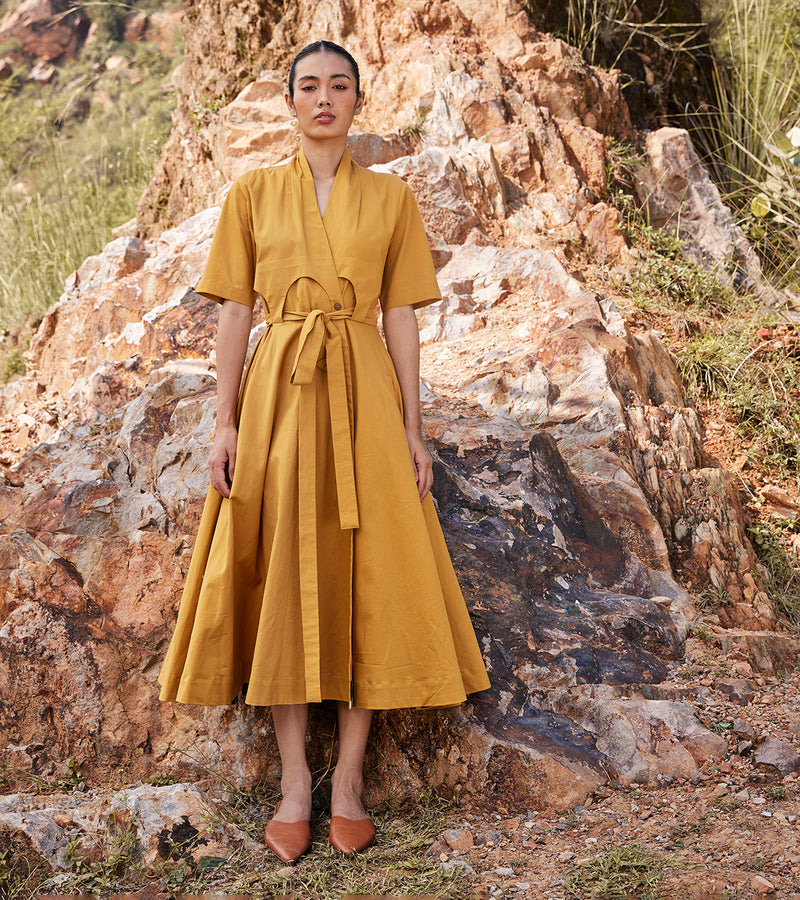 mustard midi dress Shop Mustard Midi Dress by Khara Kapas