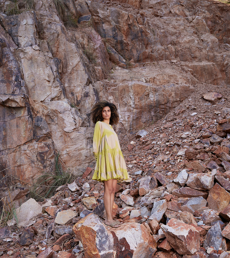 Khara Kapas Her Precious Days Dress 100% Cotton  Lime Green KW685 - Shop Cult Modern