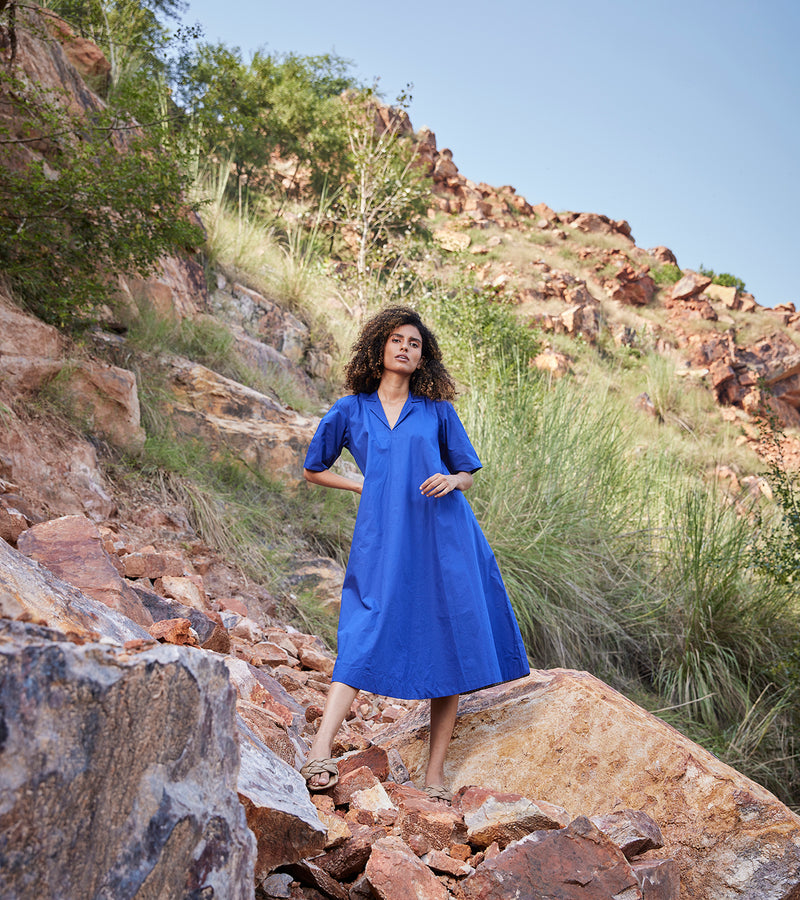 Shop Blue Anti-fit Dress by Khara Kapas | Shop Cult Modern Shop Blue Anti-fit Dress by Khara Kapas | Shop Cult Modern