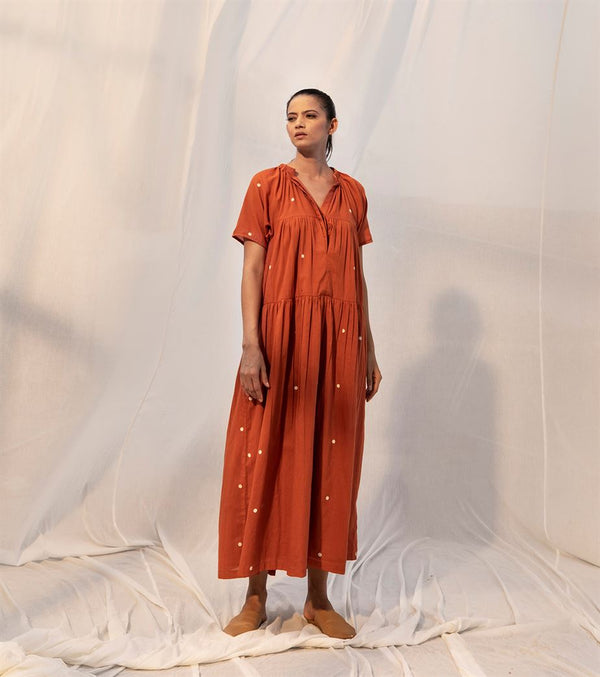 Khara Kapas   I   Pomona  Dress     Sienna Collection Rust KK-PF21-13 - Shop Cult Modern