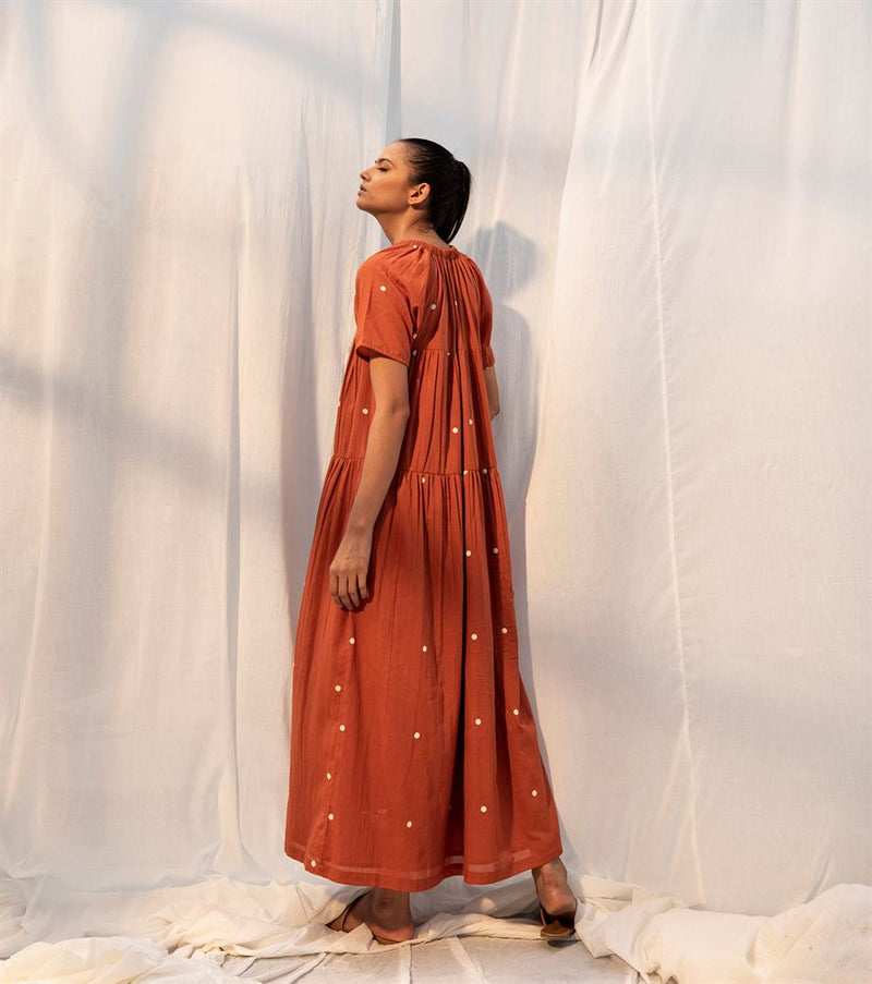 Khara Kapas   I   Pomona  Dress     Sienna Collection Rust KK-PF21-13 - Shop Cult Modern